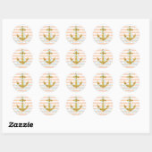 Girly Faux Glitter Anker Ronde Sticker (Vel)