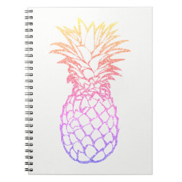 Girly Faux Glitter Pineapple White Spiral notebook Notitieboek