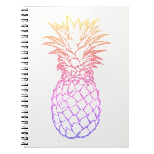 Girly Faux Glitter Pineapple White Spiral notebook Notitieboek (Voorkant)