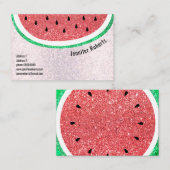 Girly Faux Glitter Watermeloen Slice Visitekaartje (Voorkant / Achterkant)