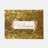Girly Faux Gold Glitter Welkom Deurmat (Voorkant)