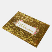 Girly Faux Gold Glitter Welkom Deurmat (Schuin)