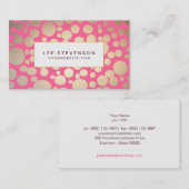 Girly Faux Gold Leaf Circles Roze Visitekaartje (Voorkant / Achterkant)