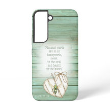 Girly Faux Green Wood Heart Watercolor Bee Faith