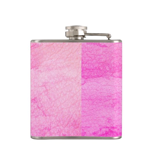 Girly Faux Leer Roze Monogram Naam Heupfles (Achterkant)