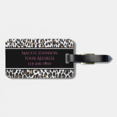 Girly Faux Leopard Print Monogram patroon Bagagelabel (Achterkant horizontaal)