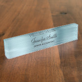 Girly Faux Light Blue Foil Naambordje (Zijkant)