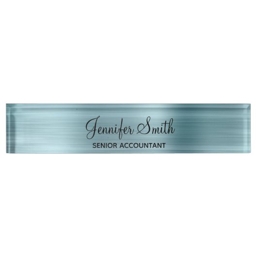 Girly Faux Light Blue Foil Naambordje (Voorkant)