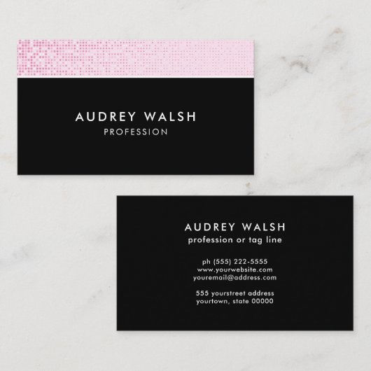 Girly Faux Pink Sequin Striped Visitekaartje (Voorkant / Achterkant)