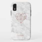Girly Faux Roos Gold Geometric Heart | Marmer Kijk Case-Mate iPhone Case (Achterkant)