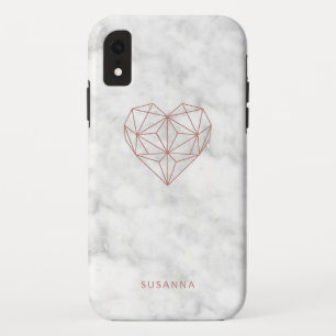 Girly Faux Roos Gold Geometric Heart   Marmer Kijk Case-Mate iPhone Case
