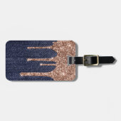 Girly Faux Roos Gold Glitter Jeans Bagagelabel (Voorkant horizontaal)