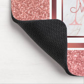 Girly Faux Roos Gold Glitter Monogram Naam Muismat (Hoek)