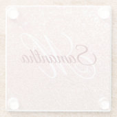 Girly Faux Roos Gold Glitter Monogrammed Glazen Onderzetter (Achterkant)