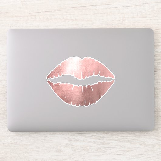 Girly Faux Roos Gold Ombre Folie Lipstick Kiss Sticker (Computer)