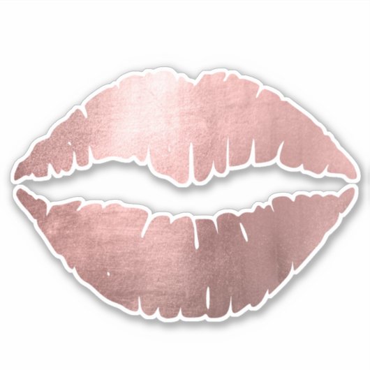 Girly Faux Roos Gold Ombre Folie Lipstick Kiss Sticker (Voorkant)