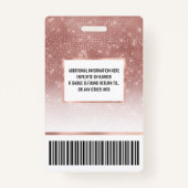 Girly Faux Roos Gold Sequin Glitter White Ombre Badge (Achterkant)