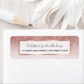 Girly Faux Roos Gold Sequin Glitter White Ombre Etiket (Insitu)