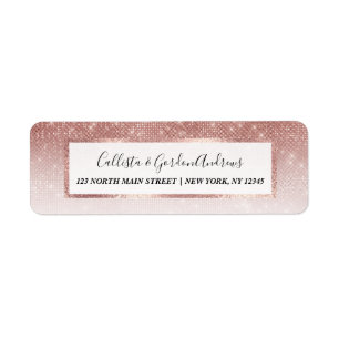 Girly Faux Roos Gold Sequin Glitter White Ombre Etiket