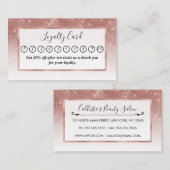 Girly Faux Roos Gold Sequin Glitter White Ombre Klantenkaartje (Voorkant / Achterkant)