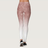 Girly Faux Roos Gold Sequin Glitter White Ombre Leggings (Achterkant)
