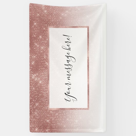 Girly Faux Roos Gold Sequin Glitter White Ombre Spandoek (Verticaal)