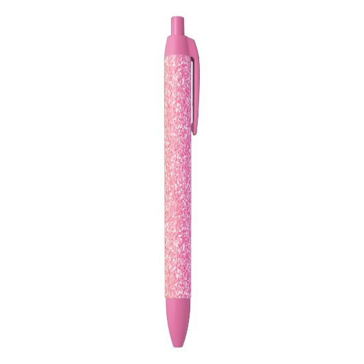 Girly Faux roze Glitter Custom Black Ink Pen (Achterkant (Verticaal))
