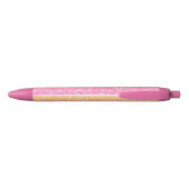 Girly Faux roze Glitter Custom Black Ink Pen (Achterkant)