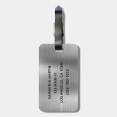 Girly Faux Silver Glitter en Shiny Folie Bagagelabel (Achterkant verticaal)