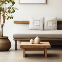 Girly Faux White Leather Marble Gold Monogram