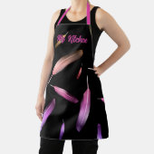 Girly Feathers Zwart Roze Kalligrafie Tekst Schort (Insitu)