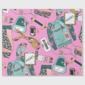 Girly Fitness Pattern Cadeaupapier (Vlak)