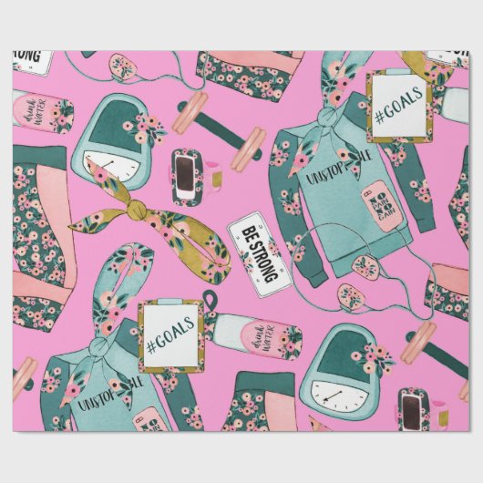 Girly Fitness Pattern Cadeaupapier (Vlak)