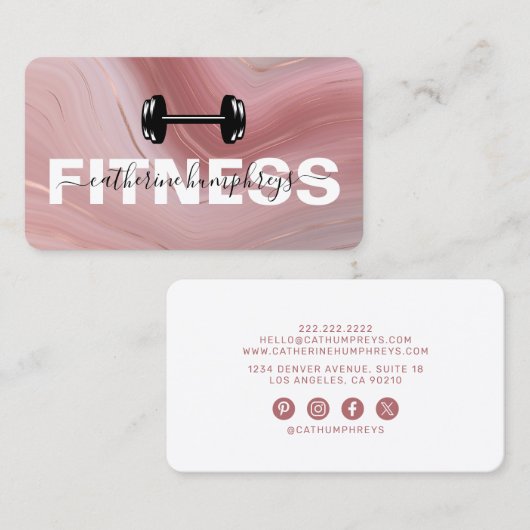 Girly Fitness Trainer Social Media Visitekaartje (Voorkant / Achterkant)