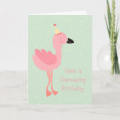 Girly Flamazing Birthday Flamingo Waterverf Roze Kaart (Voorkant)