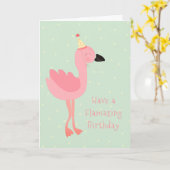 Girly Flamazing Birthday Flamingo Waterverf Roze Kaart (Gele Bloem)