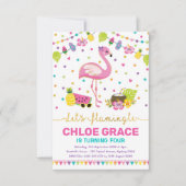 Girly Flamingo Birthday Summer Tropical Pool Party Kaart (Voorkant)