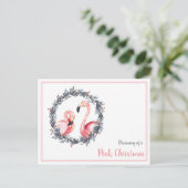 Girly Flamingo droomt van een roze kerst Briefkaart (Staand voorkant)