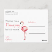 Girly Flamingo droomt van een roze kerst Briefkaart (Achterkant)