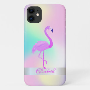 Girly Flamingo Holographic Ombre Case-Mate iPhone Case
