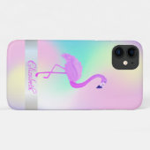 Girly Flamingo Holographic Ombre Case-Mate iPhone Case (Achterkant (horizontaal))