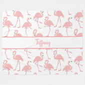 Girly Flamingos Fleece Deken (Voorkant (Horizontaal))
