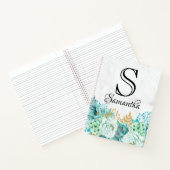 Girly Floral Bouquet Mint Marble Monogram Initiaal Notitieboek (Binnen)