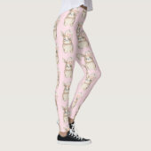 Girly Floral Bunny Rabbit Waterverf Blush Flowers Leggings (Rechts)