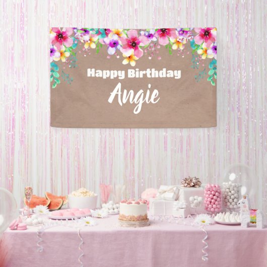 Girly floral craft party banner backdrop  (Feest)