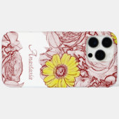 Girly Floral Custom Name Yellow Daisy Flower Case-Mate iPhone Case (Achterkant (horizontaal))
