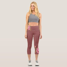 Girly floral dark dusty roze High Waisted Capris