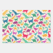 Girly Floral Dinosaurus Silhouet Maximal Folk Inpakpapier Vel (Voorkant 2)