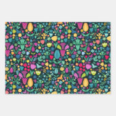 Girly Floral Dinosaurus Silhouet Maximal Folk Inpakpapier Vel (Voorkant 3)