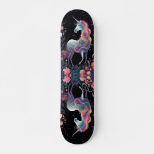 Girly Floral Eenhoorn Regenboog Kleuren Persoonlijk Skateboard